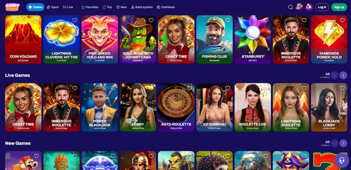Candyspinz – Buntes und beliebtes Online Casino für Schweizer Spieler