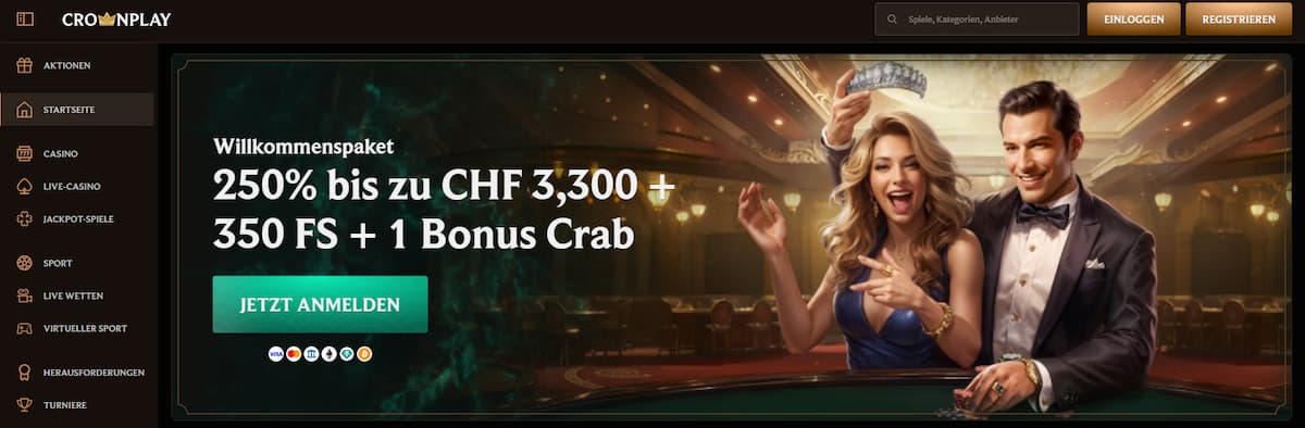 Crownplay – Eines der besten Schweizer Online Casinos mit königlichem Bonuspaket