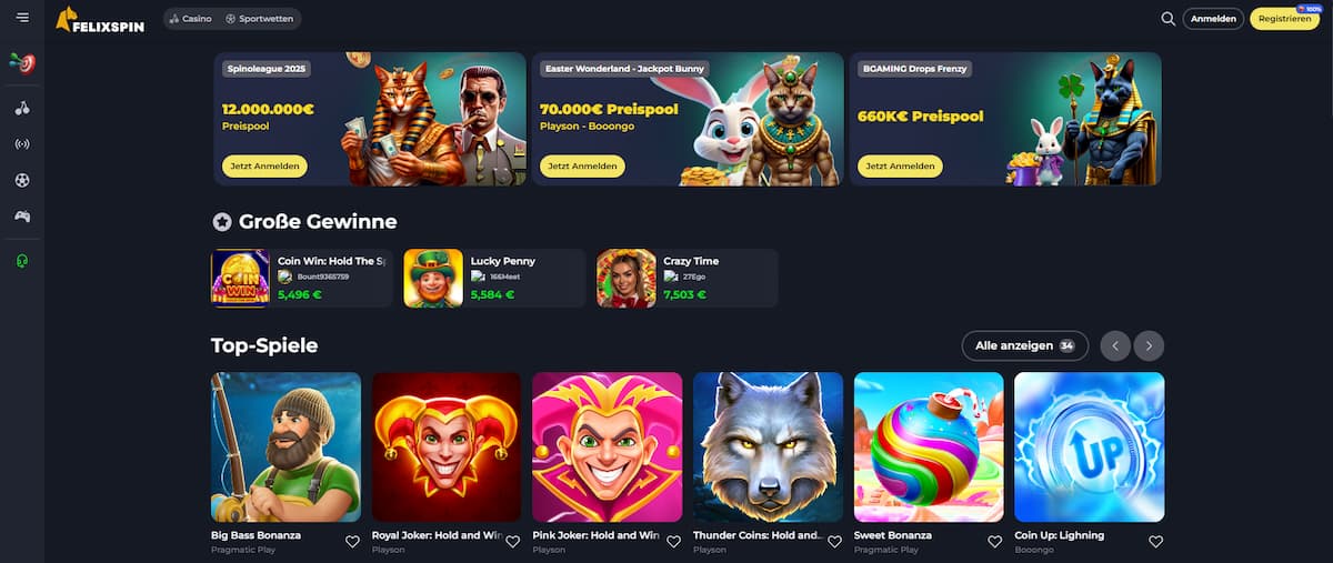 FelixSpin – Einer der besten Online Casinos in der Schweiz mit starkem Bonus