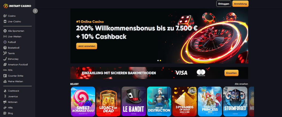 Instant Casino – Eines der besten Online Casinos der Schweiz mit Mega-Bonus