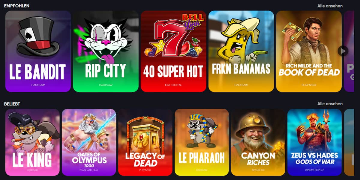 Spiele bei Instant Casino